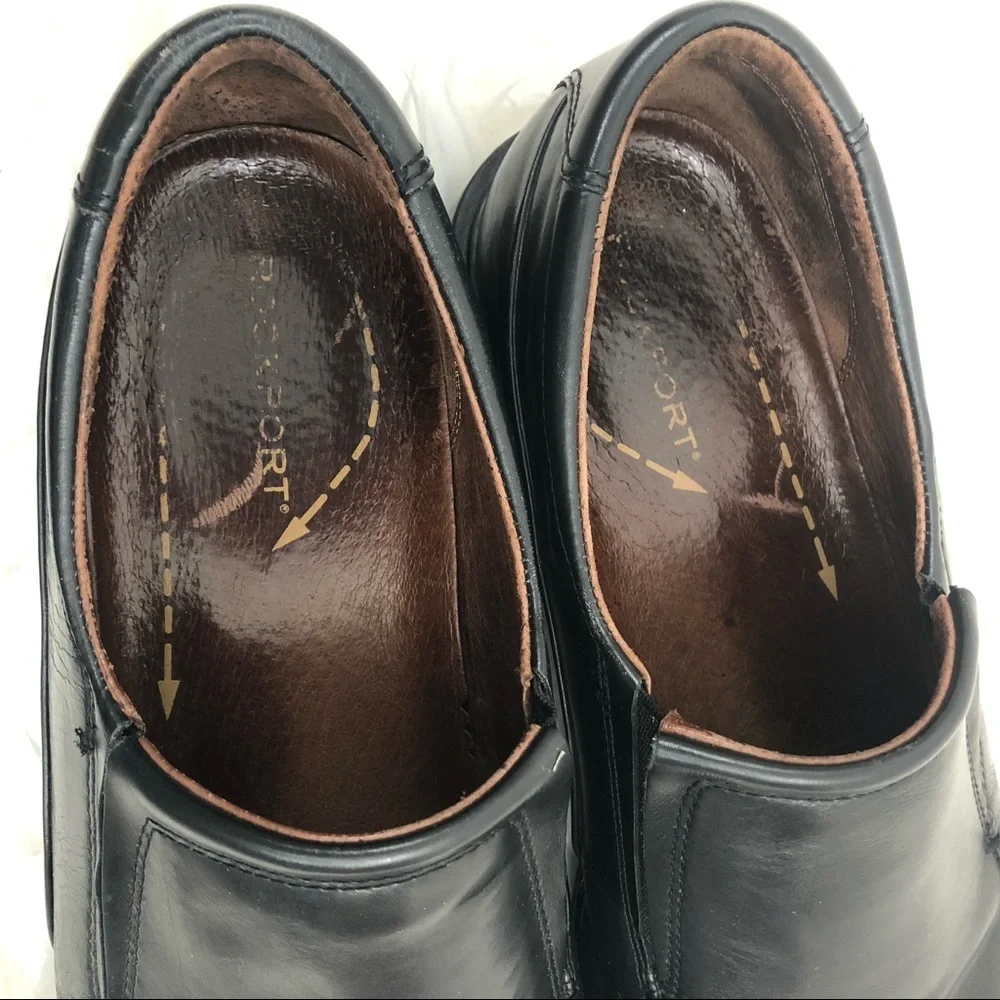 Rockport Mens Hancock Black Leather Loafer Shoes - Picture 2 of 8